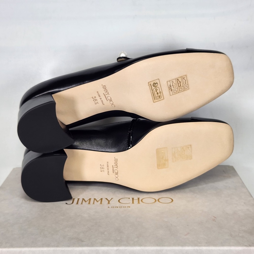 Jimmy Choo Elisa 45 Pumps Women Size 38.5 Black Patent Nappa Leather Mary Jane - Picture 7 of 9